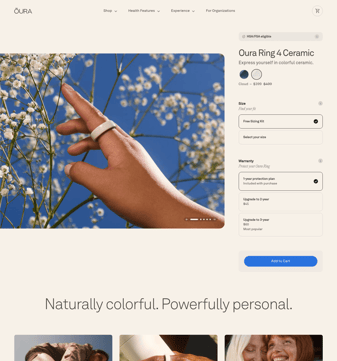 ŌURA landing page desktop screenshot