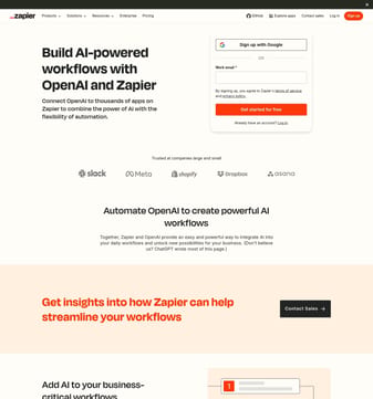Zapier landing page desktop screenshot