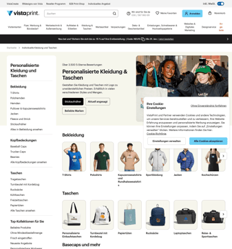 Vistaprint landing page desktop screenshot