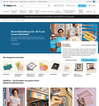 Vistaprint landing page desktop screenshot