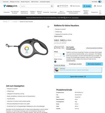 Vistaprint landing page desktop screenshot