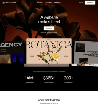Squarespace landing page desktop screenshot