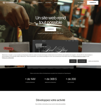 Squarespace landing page desktop screenshot