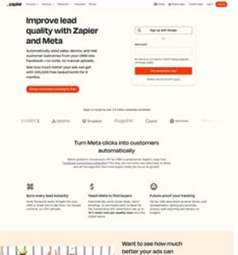Zapier landing page desktop screenshot