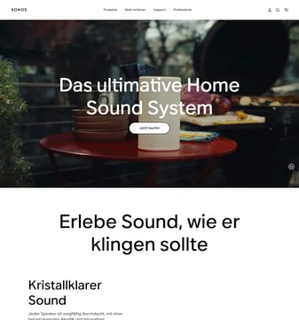 Sonos landing page desktop screenshot