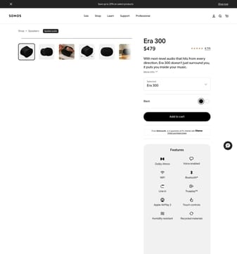 Sonos landing page desktop screenshot