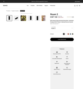 Sonos landing page desktop screenshot