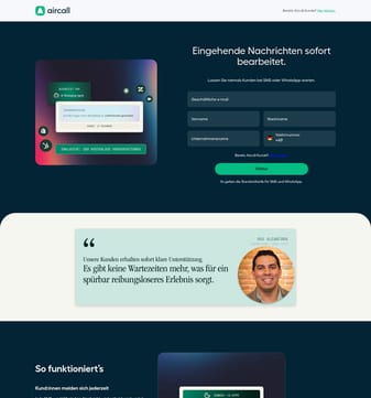 Aircall landing page desktop screenshot
