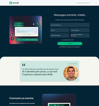 Aircall landing page desktop screenshot