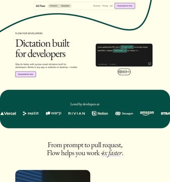 Wispr Flow landing page desktop screenshot
