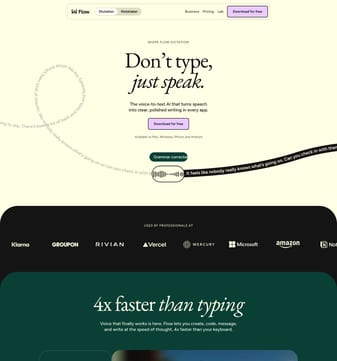 Wispr Flow landing page desktop screenshot