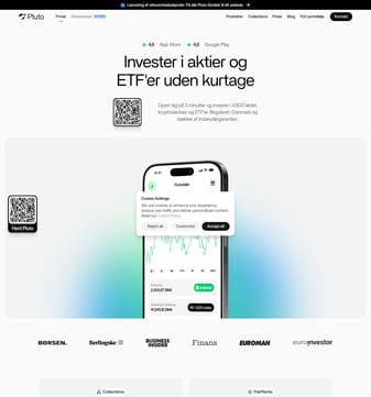 Pluto Markets landing page desktop screenshot