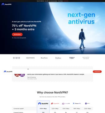 NordVPN landing page desktop screenshot