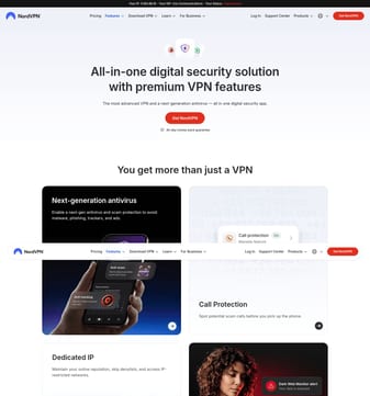 NordVPN landing page desktop screenshot