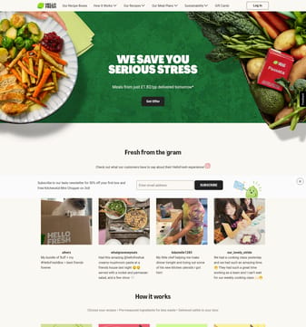 HelloFresh landing page desktop screenshot