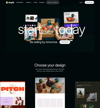 Shopify landing page desktop screenshot