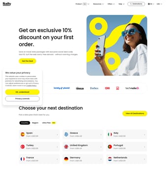 Saily landing page desktop screenshot