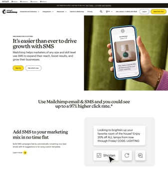 Mailchimp landing page desktop screenshot