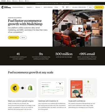 Mailchimp landing page desktop screenshot