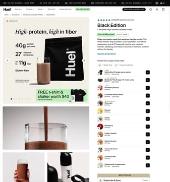 Huel landing page desktop screenshot