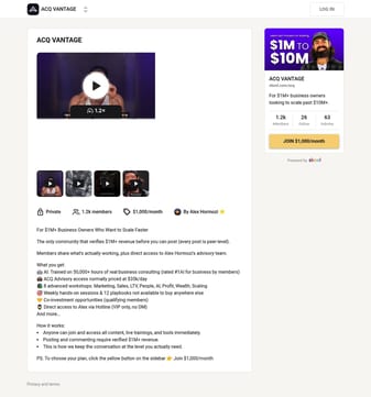 Alex hormozi landing page desktop screenshot
