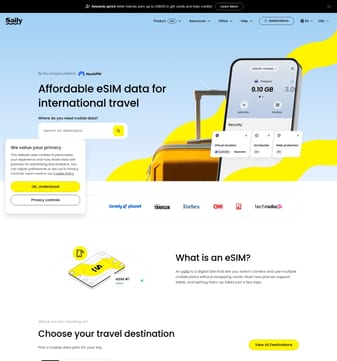 Saily landing page desktop screenshot