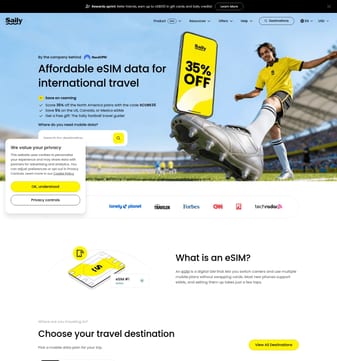 Saily landing page desktop screenshot