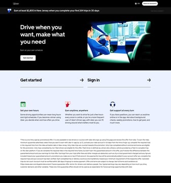 Uber landing page desktop screenshot