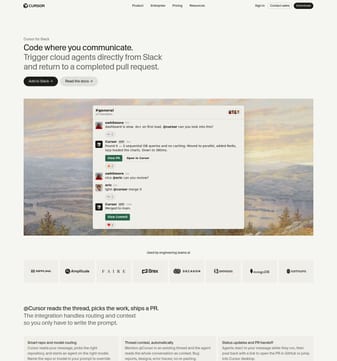 Cursor landing page desktop screenshot