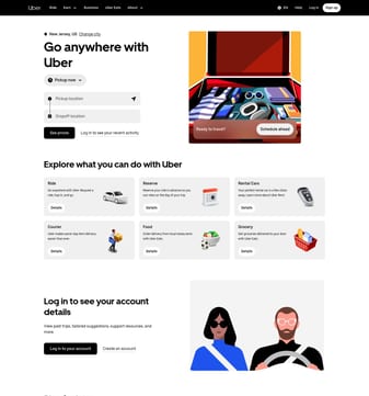 Uber landing page desktop screenshot