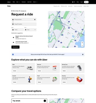 Uber landing page desktop screenshot