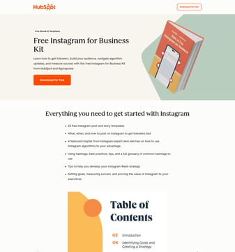 HubSpot landing page desktop screenshot