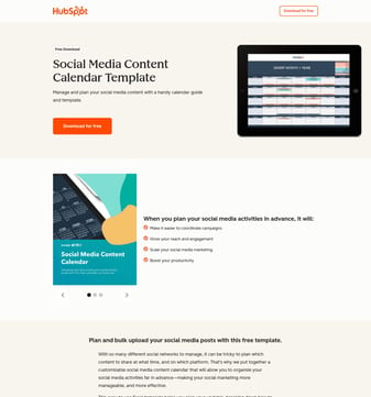 HubSpot landing page desktop screenshot