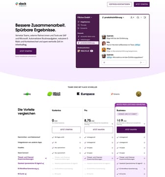 Slack landing page desktop screenshot
