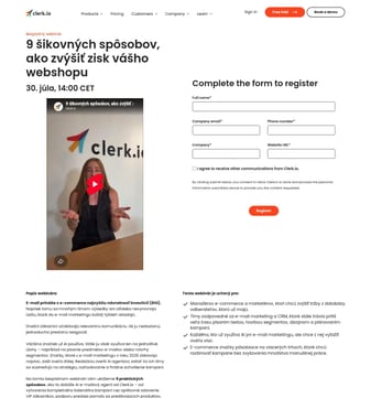 Clerk landing page desktop screenshot