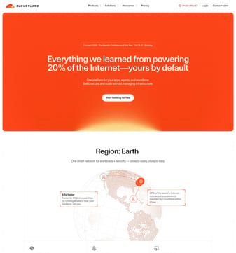 Cloudflare landing page desktop screenshot
