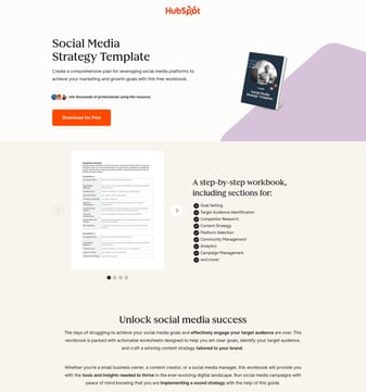 HubSpot landing page desktop screenshot