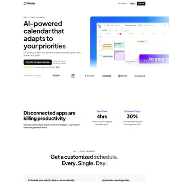 Clickup landing page desktop screenshot