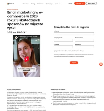 Clerk landing page desktop screenshot