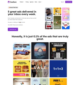 Confect landing page desktop screenshot