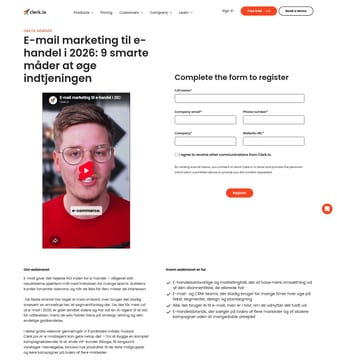 Clerk landing page desktop screenshot