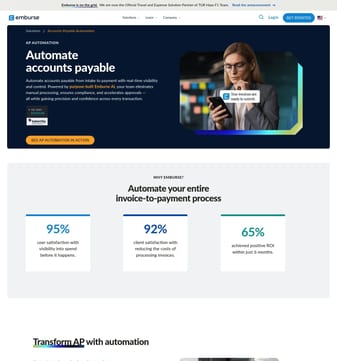 Emburse landing page desktop screenshot