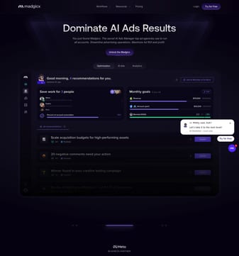 Madgicx landing page desktop screenshot