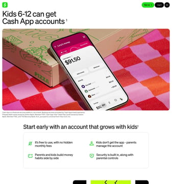 Cash app landing page desktop screenshot