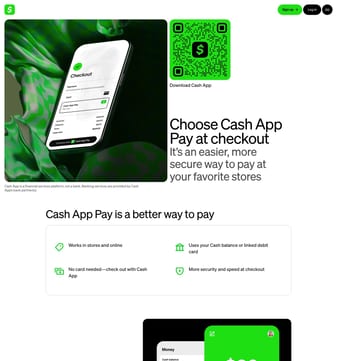 Cash app landing page desktop screenshot