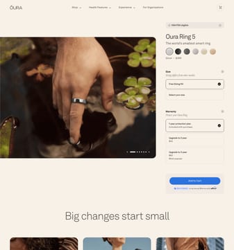 ŌURA landing page desktop screenshot