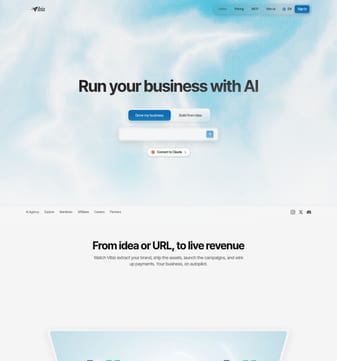 Vibiz landing page desktop screenshot