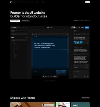 Framer landing page desktop screenshot