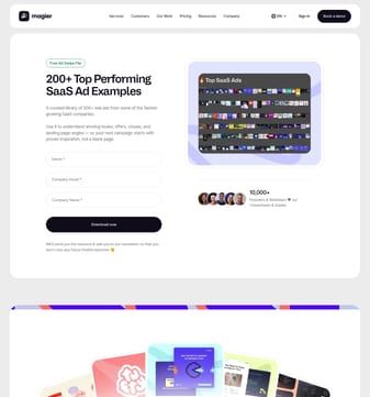 Magier landing page desktop screenshot