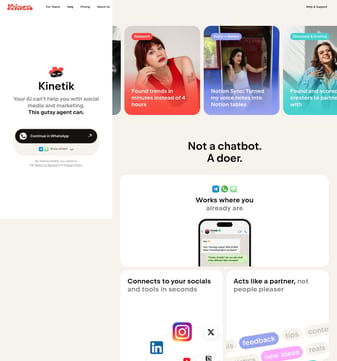 Kineto_app landing page desktop screenshot